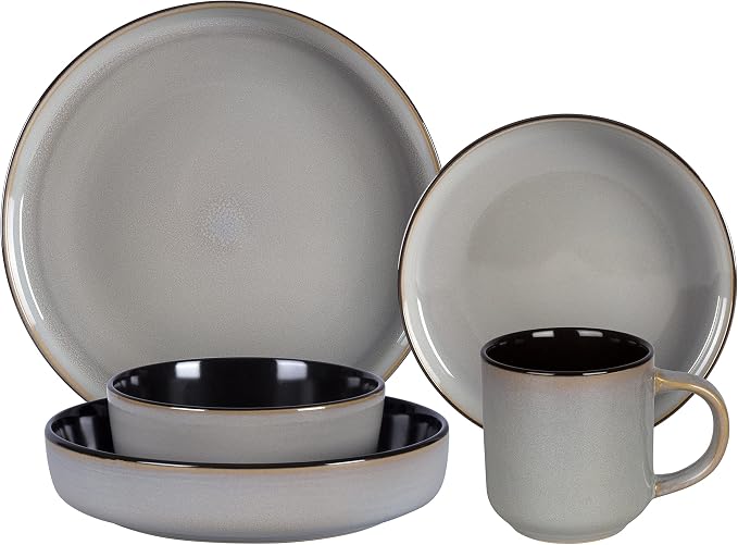Euro-Nordic Stoneware 20pc Dinnerware Set, Reactive Glaze
