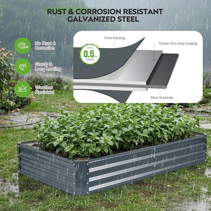 ZORMY 2Pack 6×3×1ft Galvanized Raised Garden Bed Kit, Metal Planter Boxes