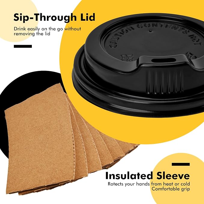 RACETOP 16 oz 50 Pack Black Disposable Coffee Cups