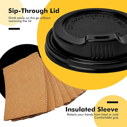 RACETOP 16 oz 50 Pack Black Disposable Coffee Cups