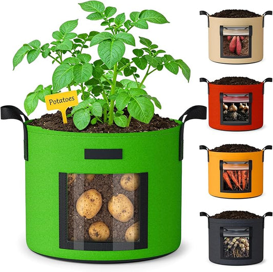 10 Gallon Potato Grow Bags: Set of 5 Colorful Gardening Supplies Fabric Pots
