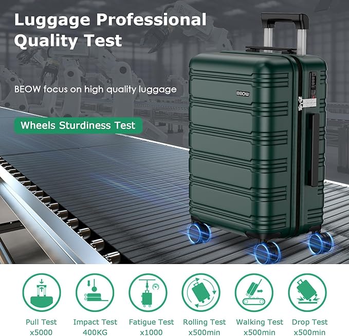 BEOW Luggage Sets 3 Piece For Men Women Expandable Hard Sided Suitcase Sets 3 Pcs With Durable Spinner Wheels Lightweight Zipper Luggage With TSA Lock Travel Luggage Set ArmyGreen 20/24/28 Inch