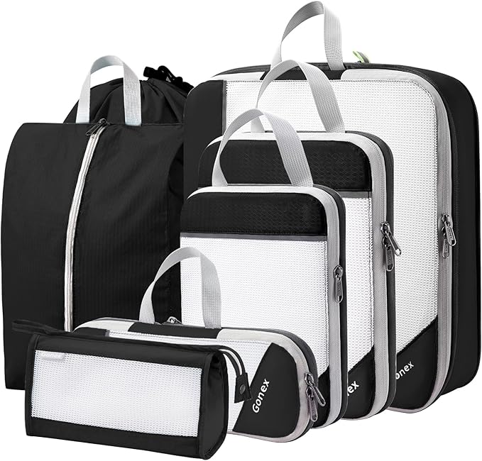 Compression Packing Cubes, Gonex Extensible Storage Mesh Bags Organizers