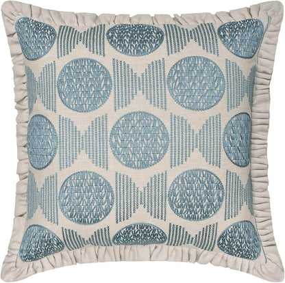 The HomeCentric King/Queen/Twin Blue Decorative Bed Runner Full 68"x18" Bed Runner Without Pillow Cover, Embroidery, Ruffles Bed Scarf on Linen Fabric - Ellara Blue