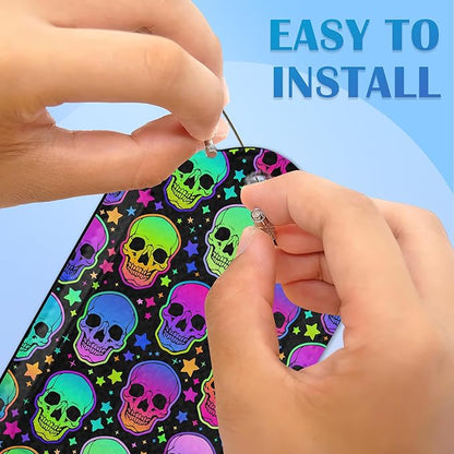 Neon Bright Human Skulls 2 PCS Luggage Tags, Privacy Cover ID Label with Stainless Steel Loop and Address Card for Travel Bag Suitcase