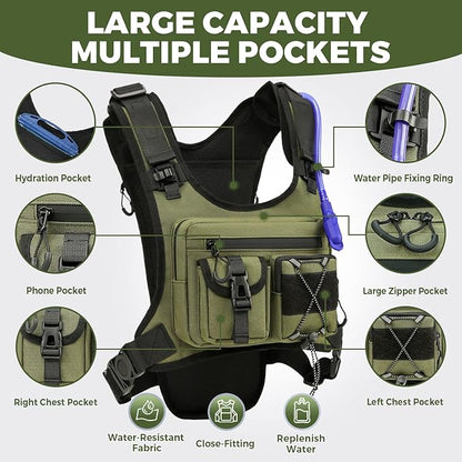 USA Original Patent Running Hydration Vest Backpack, Lightweight Chest Pack with 2.0L Water Bladder Bag Daypack for Hiking Running Cycling Race Marathon for Women Men