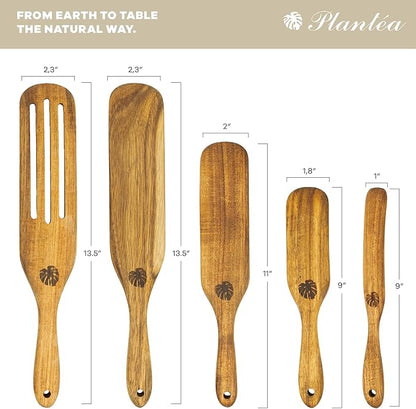 As Seen On TV, Spurtles Kitchen Tools Wooden, Plantéa Handmade Wooden Spoons for Cooking, Heat Resistant Spurtle Set Cooking Utensil For Non-Stick Cookware, Stirring, Mixing, Whisking, Serving