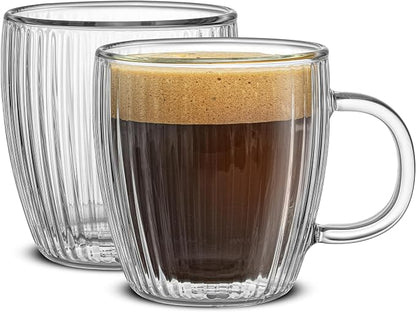 JoyJolt Fluted Glass Espresso Cups, 5.4oz Espresso Cup