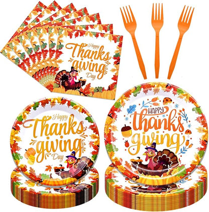 96 Pieces Happy Thanksgiving Tableware Set Party Supplies