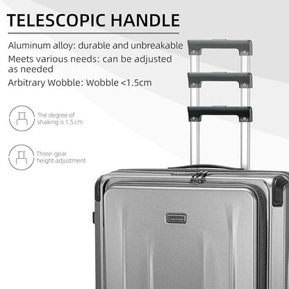 Premium Carry On Luggage, 29 Inch Top Opening Aluminum Frame Airline Approved ABS+PC Hard Shell Suitcases with Silent Wheels, TSA Lock, Front Pocket & Wet-dry Separated Six-piece set
