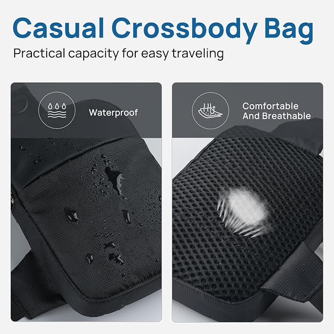 VADOO Mini Sling Bag, Small Crossbody Bag with RFID Blocking for Women and Men, Lightweight Chest Phone Bag for Travel Casual