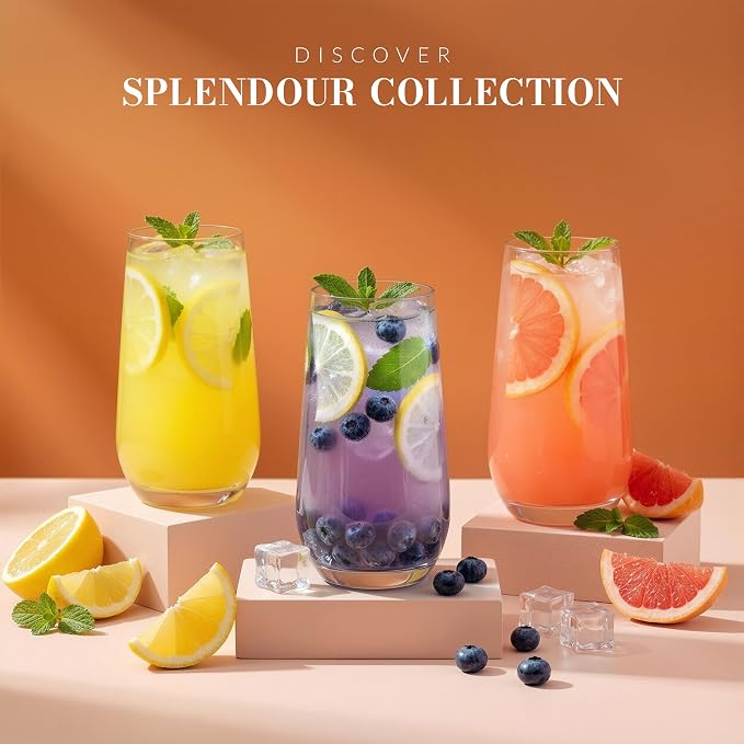 Krosno Tall Water, Drinking Glasses, 16.2 oz, Splendour Collection, Highball &