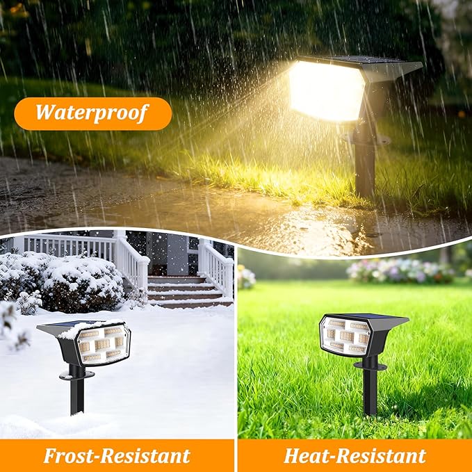 Sucolite 8-Pack Solar Spot Lights Outdoor Waterproof IP65, 3 Lighting Modes