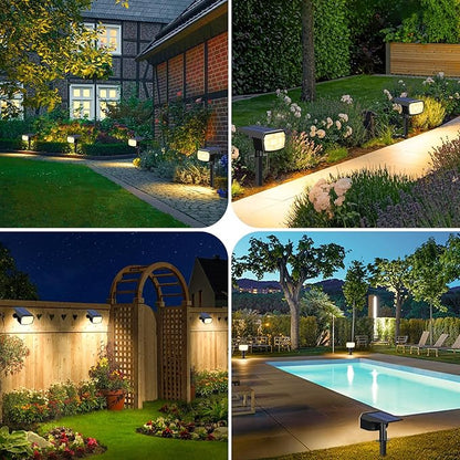 Sucolite 8-Pack Solar Spot Lights Outdoor Waterproof IP65, 3 Lighting Modes