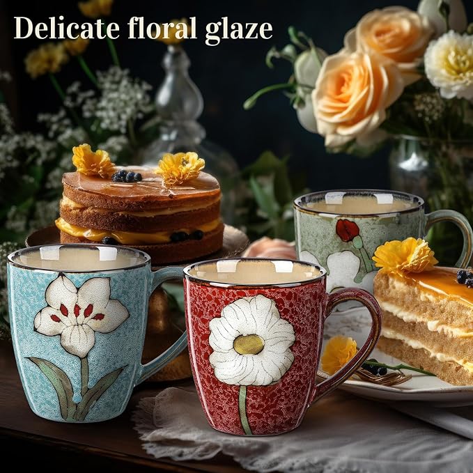 Maxdot 12oz Ceramic Coffee Mugs, Glazing Process Coffee Cup