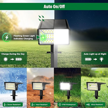 Solar Spot Lights Outdoor with 60 LED & Auto On/Off, 6 Pack Solar Lights