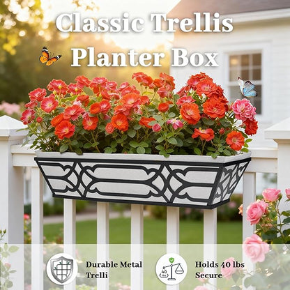 4 Pack 24 Inch Railing Boxes Planter