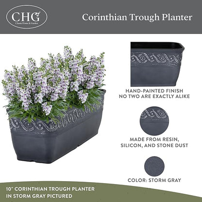 Classic Home and Garden Corinthian Rectangular Trough Window Box Planter