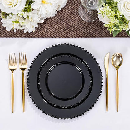U-QE 60PCS Black Plastic Plates
