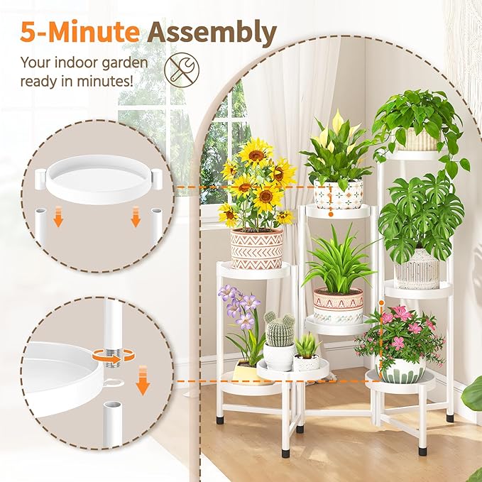 LASZOLA 8 Tiered Folding Tall Plant Stand Indoor