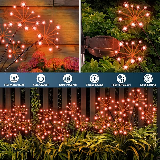 Solar Garden Lights 2 Pack Waterproof Swaying Starburst Light Solar Outdoor