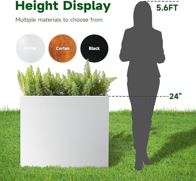 White Metal Planter Box 30" x 12" x 24"