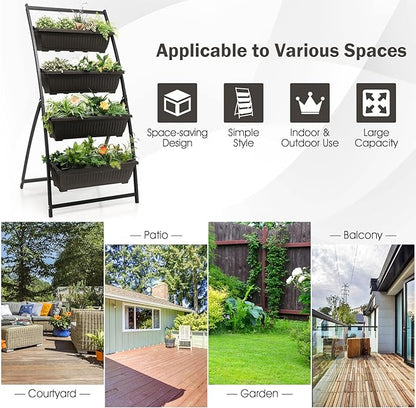 Giantex 2 Pcs 5.2FT Vertical Raised Garden Bed, 4-Tier Elevated Planter Box w/4