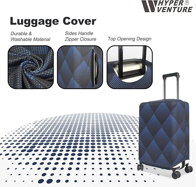 HYPER VENTURE Washable Luggage Cover - Fashion Suitcase Protector Fits 18-22 Inch Luggage (Blue Cube, S)