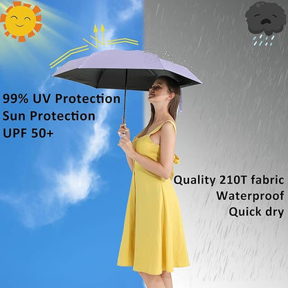 BAODINI Travel Mini Umbrella for Purse With Case Small Compact UV Sun Protection Sun Lightweight Tiny Pocket Umbrella for Women Kids and Men