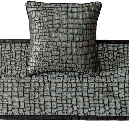 The HomeCentric King/Queen/Twin Blue & Grey Designer Queen 74"x18" Bed Runner with 2 Pillow Cover, Animal Mystery Bed Scarf on Silk Fabric - Animal Mystery
