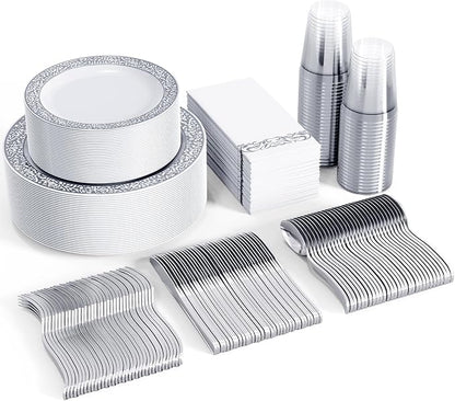 FOCUSLINE 350 Ct Silver Dinnerware Set