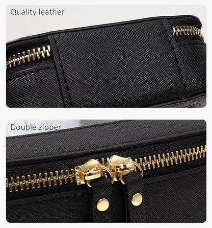 LETGO Clear Makeup Bags Set - TSA Approved Toiletry Bag with Handle Large Opening, Clear Toiletry Bags Case Pouch for Traveling Travel Car Orangizer Storage Essentials (Mini+Large Black)