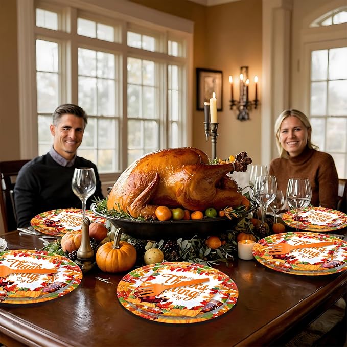 96 Pieces Happy Thanksgiving Tableware Set Party Supplies