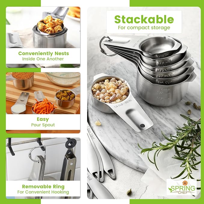 Spring Chef Stainless Steel Measuring Cups Set of 7