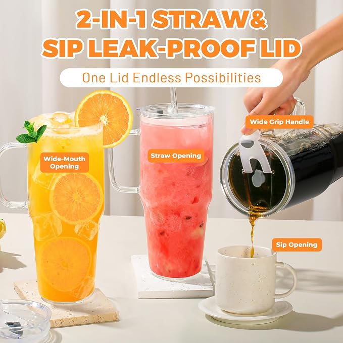 Birity 40OZ Borosilicate Glass Tumbler
