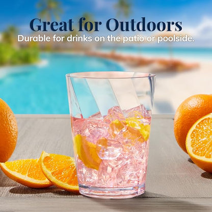 US Acrylic Optix Plastic Reusable Drinking Glasses 14oz Rocks Cups in Clear |