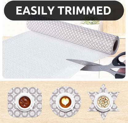 RAY STAR 12X120 Inch Shelf Liner for Kitchen Cabinets, Non-Adhesive Cabinet Liner Washable, PVC Drawer Liner for Dresser Non-Slip Bathroom (Circle)(6 Roll)