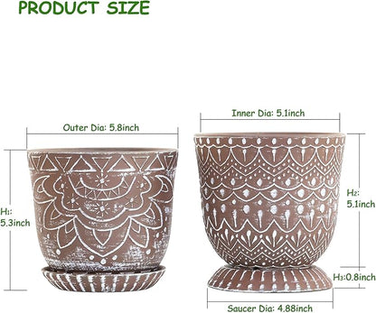Gepege Ceramic Planter, 6 Inch Plant Pot