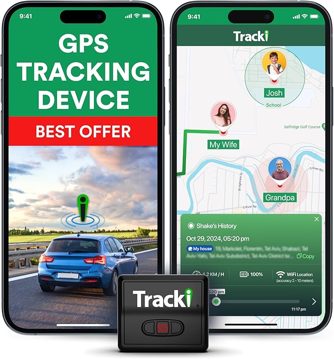 Tracki GPS Tracker for Vehicles, Car, Kids, Assets. Subscription Needed 4G LTE GPS Tracking Device. Unlimited Distance, US & Worldwide. Small Portable Real time Mini Magnetic