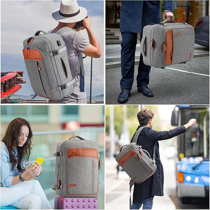 Travel Laptop Backpack,42L Carry on Luggage, Flight Approved Expandable Backpack,Business Anti Theft Weekender Bags for Women Men, Water Resistant Expandable Backpacks With 4 Packing Cubes