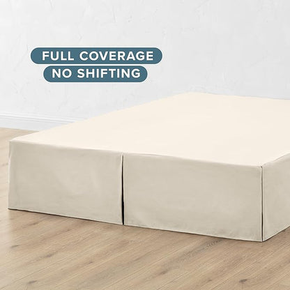 Bare Home Full Bed Skirt - 15-Inch Tailored Drop Easy Fit - Bed Skirt for Beds - Center & Corner Pleats (Full, Sand)