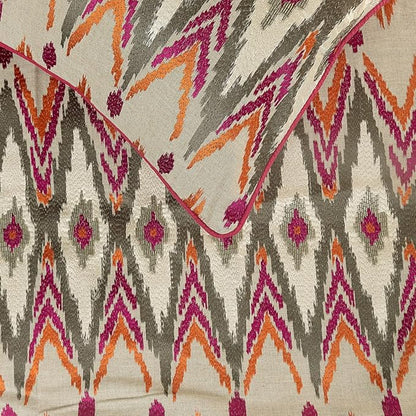 The HomeCentric King Queen Twin Multi Color & Pink Handmade Queen 74"x18" Bed Runner Without Pillow Cover, Embroidered & Beaded Bed Scarf on Cotton Linen Fabric - My Ikat Love