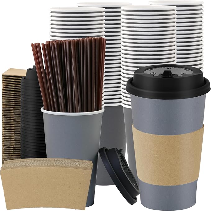 100 Pack 16 oz Disposable Coffee Cups