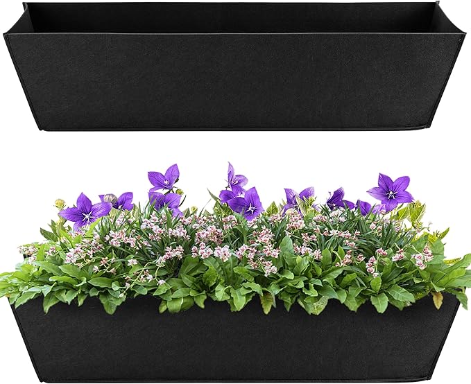Adnee 2 Pcs 30 Inch Fabric Plant Window Box Liners-Rectangular Non-Woven