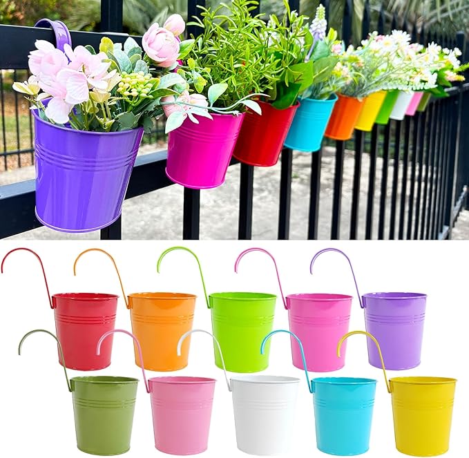 10 Pcs Fence Planters, Railing Planter Flower Pot