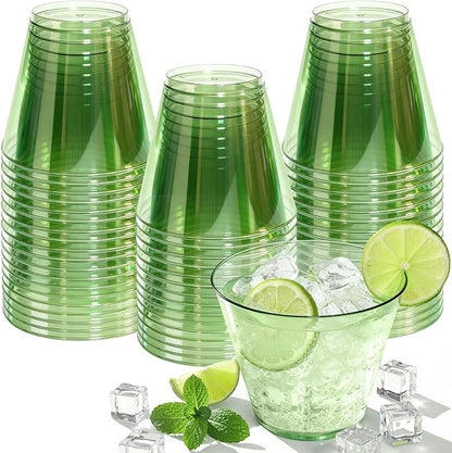 Glowserve 9 OZ Green Disposable Plastic Cups Cocktail Cup 50 Pack | Fancy