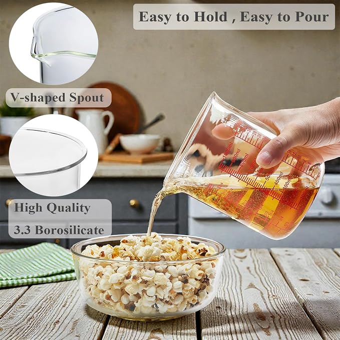 High Borosilicate Glass Measuring Cup-V-Shaped Spout，Glass Measuring Beaker