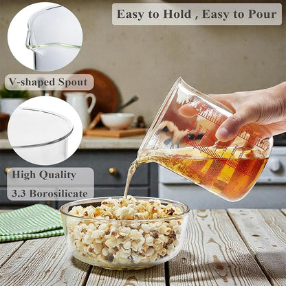 High Borosilicate Glass Measuring Cup-V-Shaped Spout，Glass Measuring Beaker