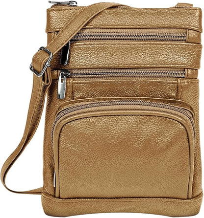 Krediz leather Crossbody Purses for Women, Multi Pocket Crossbody Purse with Adjustable Strap, Soft & Durable Leather Purse