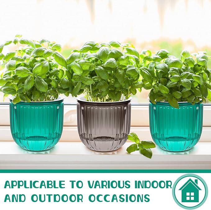 Meanplan 4 Pcs Self Watering Hanging Planter Indoor 6.5 Inch Hanging Baskets